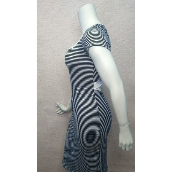 Cute Midi Striped Bodycon Dress with open back, super soft and Stretchy - Picture 5 of 10